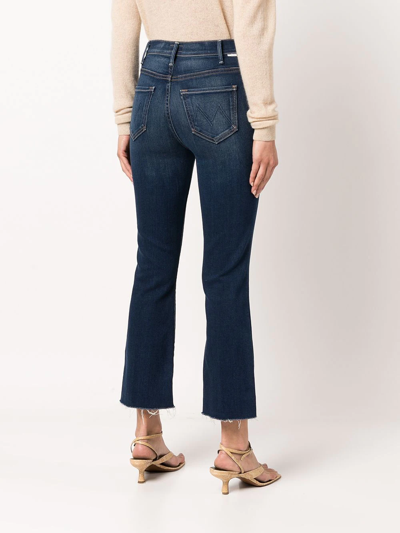 Shop Mother High-waisted Flared Crop Jeans In Blau