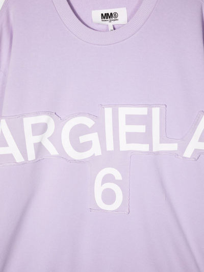 Shop Mm6 Maison Margiela Teen Logo-print Cotton Sweatshirt In Purple