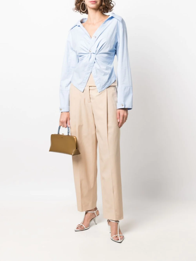 Shop Jil Sander High-waisted Tapered Trousers In Nude