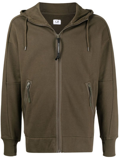 C.p. Company Goggles Detail Khaki Zipped Hoodie In Green ModeSens