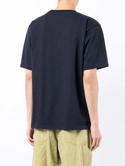 Agnès B. Logo-embroidered Cotton T-shirt In Blue