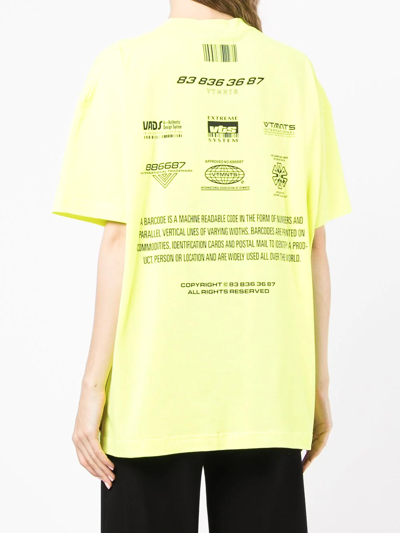 Shop Vtmnts Barcode-print Oversized T-shirt In Gelb