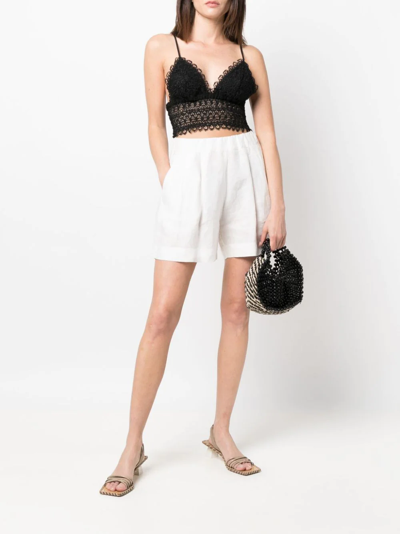 Charo Ruiz Delia Lace-embroidered Crop Top In Schwarz