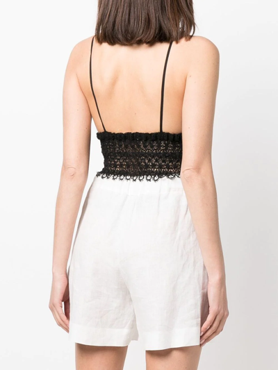 Charo Ruiz Delia Lace-embroidered Crop Top In Schwarz
