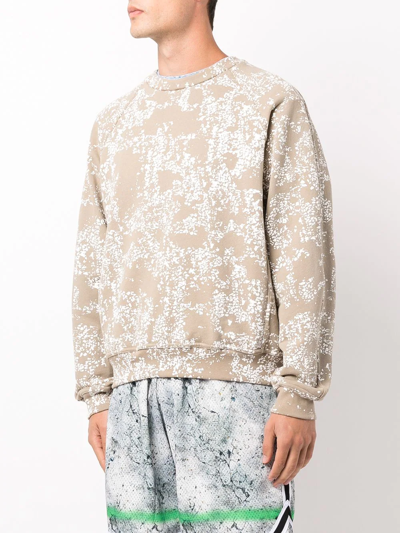 Shop John Elliott Abstract-print Crewneck Cotton Sweatshirt In Nude