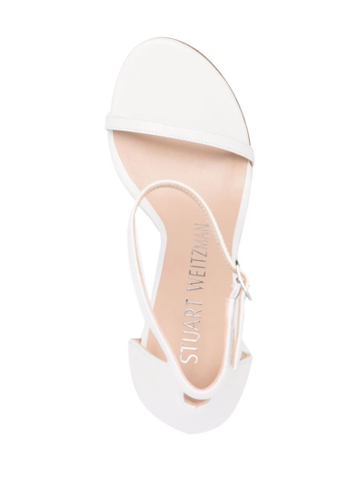 Shop Stuart Weitzman Stiletto-heel Leather Sandals In Weiss