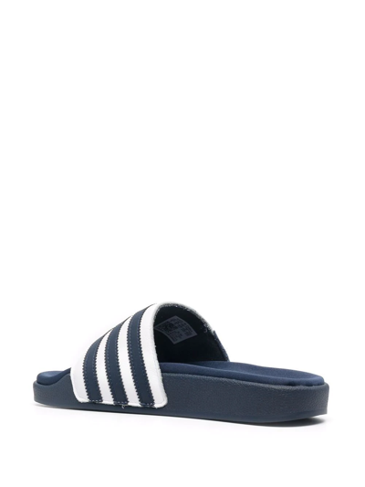 Shop Adidas Originals Stripe-print Pool Slides In Blue