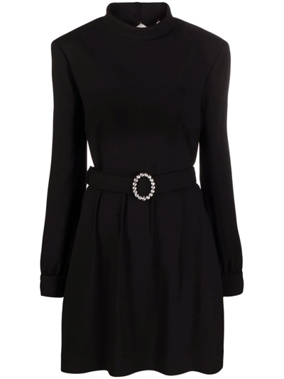 Shop Saint Laurent Belted Open-back Dress In Schwarz