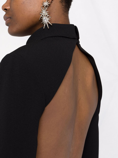 Saint Laurent Wool-cotton Belted A-line Mini Dress In Schwarz