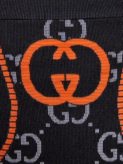 Gucci Gg-monogram Long-sleeved Jersey Crop Top In Schwarz