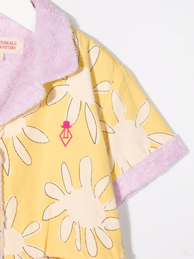 The Animals Observatory Sun-print Terry Polo Shirt In Yellow
