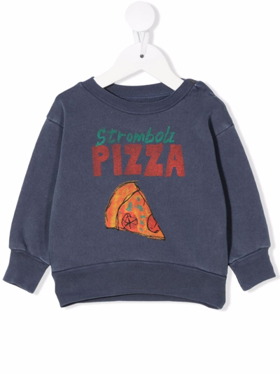Shop The Animals Observatory Pizza-print Sweatshirt In Blue