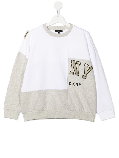 Shop Dkny Panelled Crew Neck Sweatshirt In White