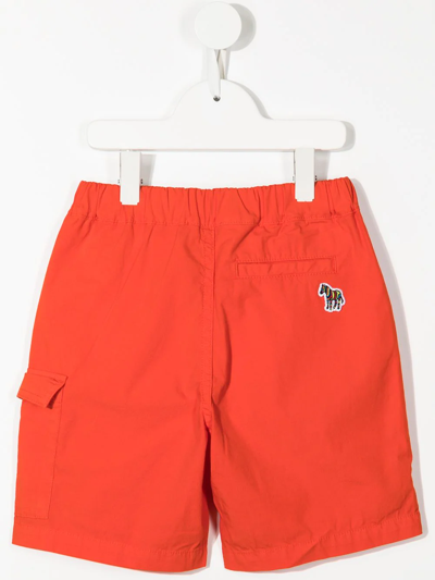 Shop Paul Smith Junior Belted Cargo Shorts In Orange