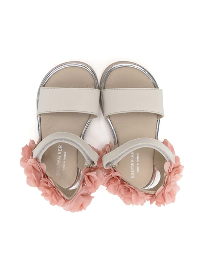 Shop Babywalker Floral Embroidered Sandals In White