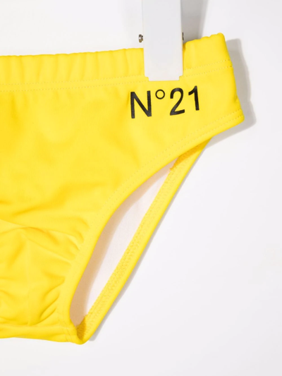 Shop N°21 Logo-print Swim Trunks In Yellow