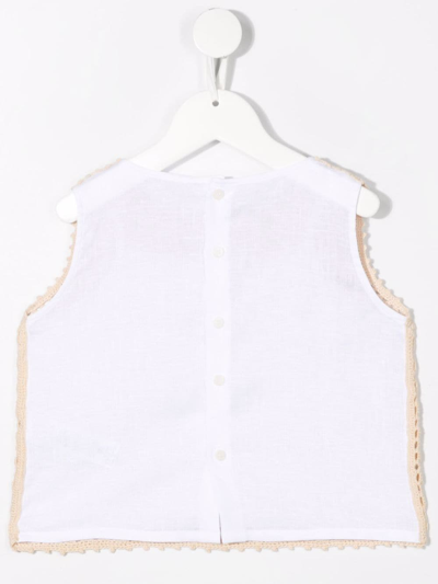 Il Gufo Macramé-detail Sleeveless Blouse In White