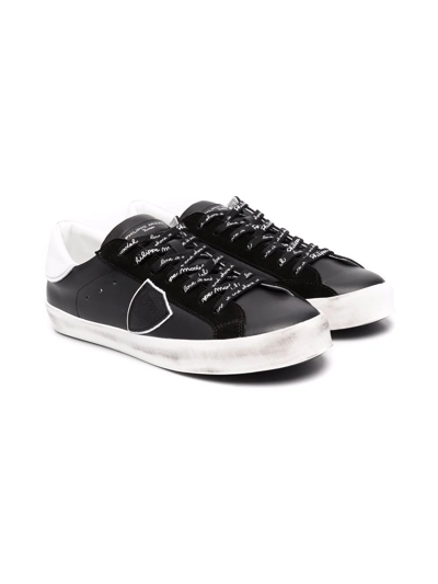 Shop Philippe Model Teen Logo-patch Sneakers In Black