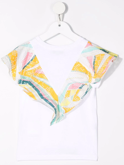Emilio Pucci Junior Scarf Ruffle T-shirt In White