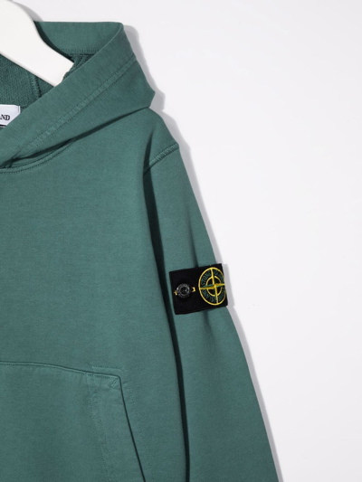 Shop Stone Island Junior Logo-patch Sleeve Hoodie In Blue