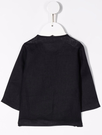 La Stupenderia Round Neck Button Down Jacket In Blue