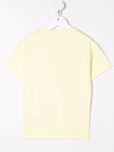 Shop Palm Angels Bear-print Round-neck T-shirt In Yellow