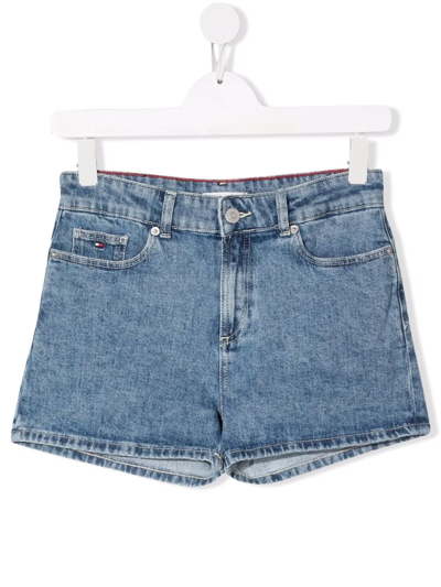 Shop Tommy Hilfiger Junior Teen Five-pocket Denim Shorts In Blue