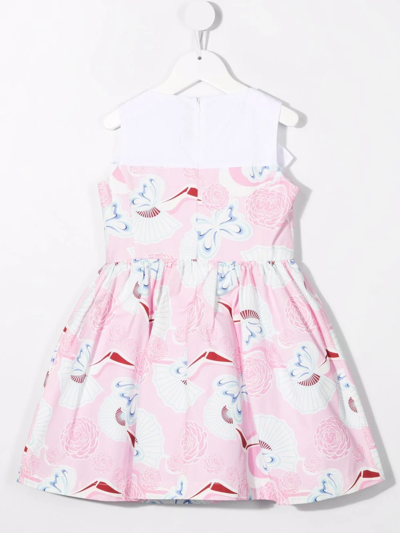 Simonetta Shell-print Ruffle Midi Dress In Pink