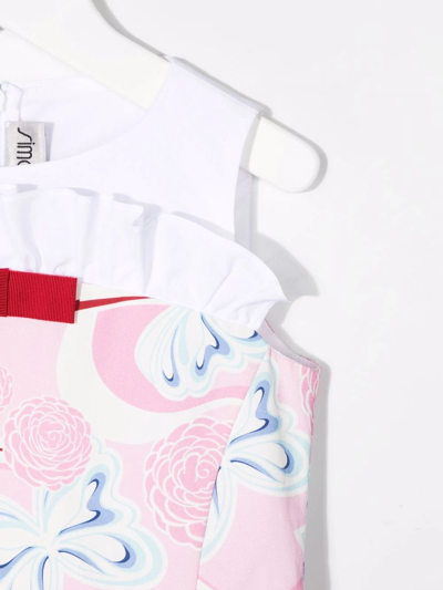 Simonetta Shell-print Ruffle Midi Dress In Pink