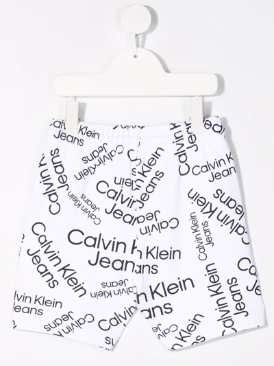 Calvin Klein Logo-print Drawstring Shorts In White