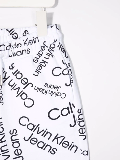 Calvin Klein Logo-print Drawstring Shorts In White