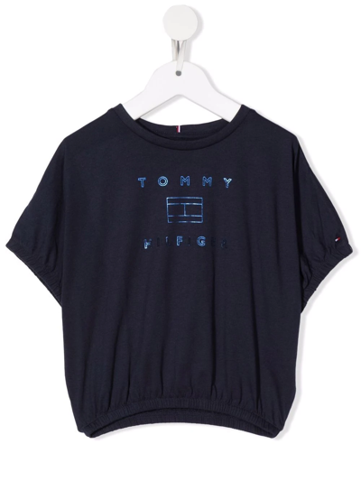 Tommy Hilfiger Junior Logo Print Elasticated T-shirt In Blue