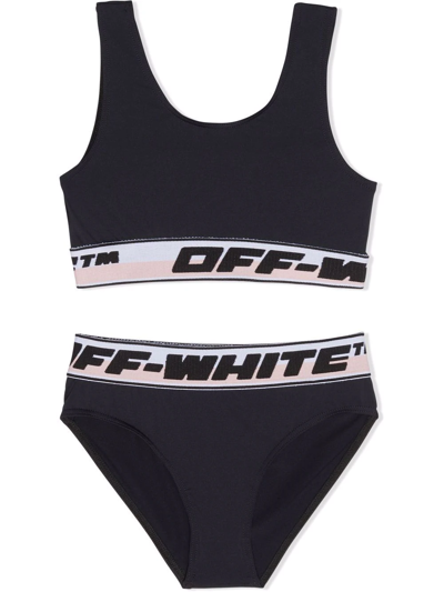 Shop Off-white Logo-waistband Bikini In Black