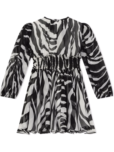 Shop Dolce & Gabbana Flared Zebra-print Dress In Black
