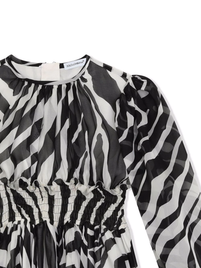 Shop Dolce & Gabbana Flared Zebra-print Dress In Black