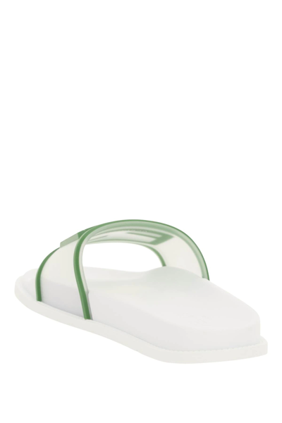 Shop Fendi Rubber Slides With Logo In Green,white