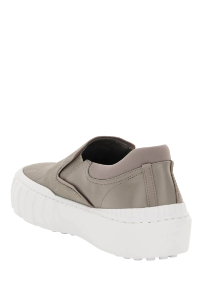 Shop Fendi Ff Flash Slip On Sneakers In Grey,white