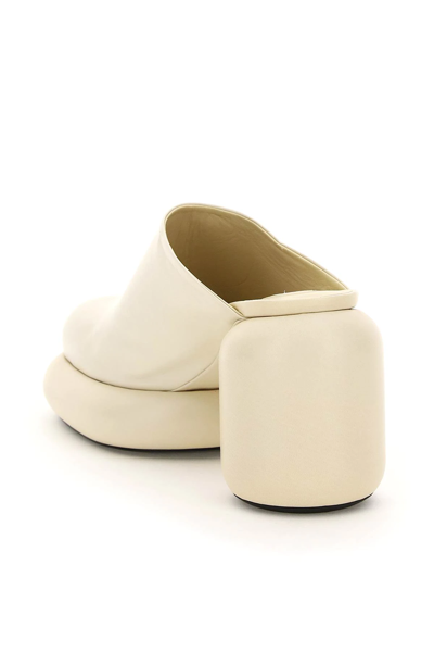 Shop Jil Sander Leather Mules With Rounded Heel In White