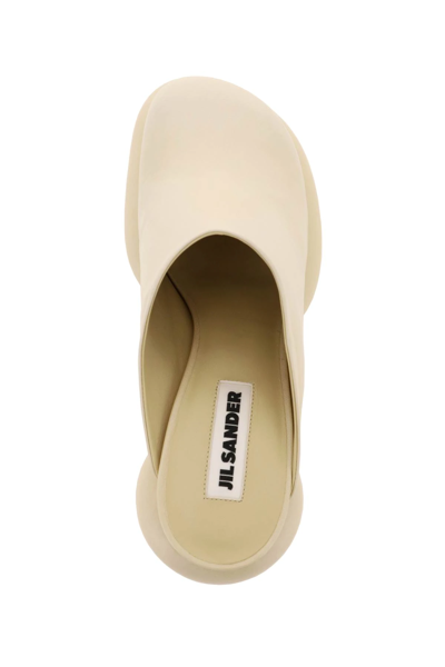 Shop Jil Sander Leather Mules With Rounded Heel In White