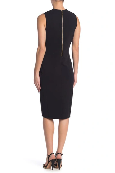 Shop Nina Leonard U-neck Sleeveless Sheath Dress In Black