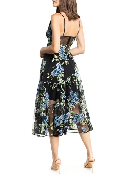 Shop Dress The Population Paulette Floral Fit & Flare Midi Dress In Powder Blue Multi