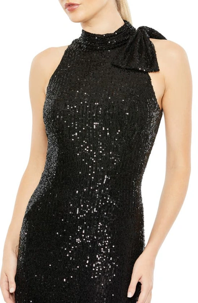 Shop Mac Duggal Mock Neck Sequin Sheath Gown In Black