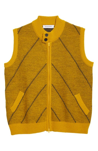 Kiko Kostadinov Chevron Reverse Double Knit Sweater Vest In Yellow