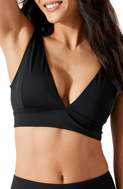 Shop Tommy Bahama Palm V-neck Swim Top In Black