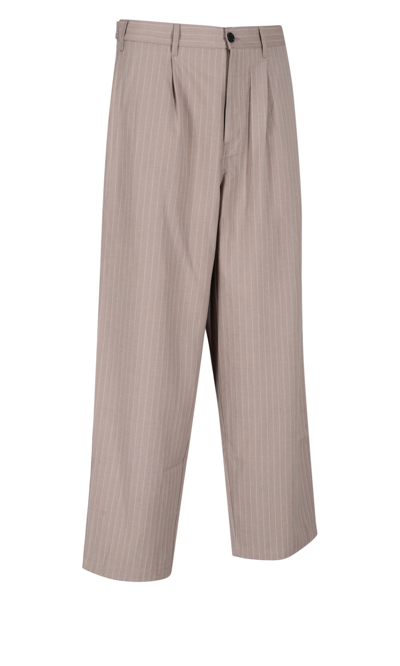 Stussy Striped Volume Pleated Trousers In Neutrals | ModeSens