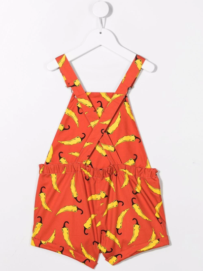 Shop Wolf & Rita Chilli-motif Cotton Playsuit In Red