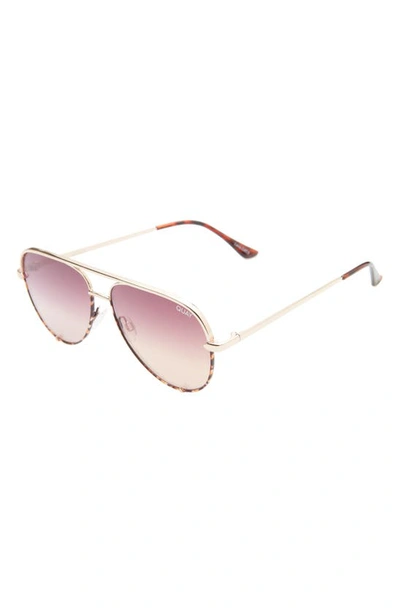 Shop Quay High Key Mini 51mm Aviator Sunglasses In Gold Tort / Purple Peach Lens