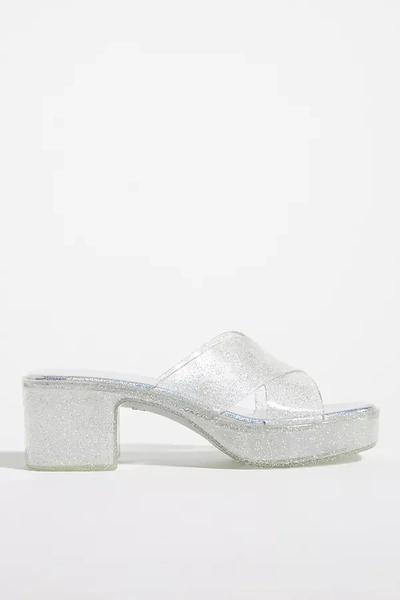 Shop Jeffrey Campbell Bubblegum Heeled Slide Sandals In Silver