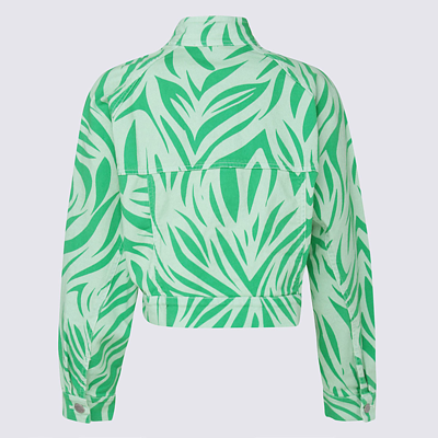 Dependance Zebra-print Button-up Cropped Jacket In Green