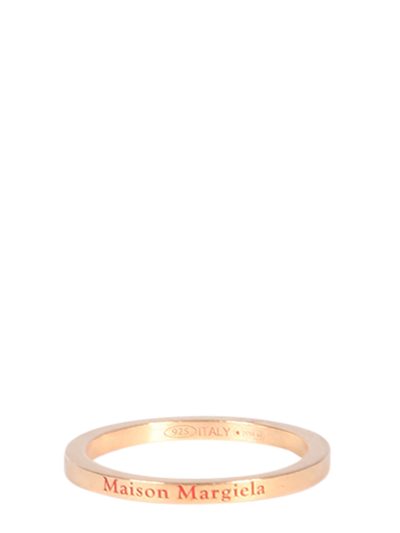 Shop Maison Margiela Ring With Logo In Gold